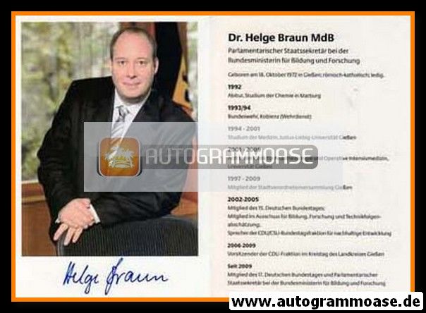 Autogramm Politik | CDU | Helge BRAUN | 2000er (Lebenslauf)
