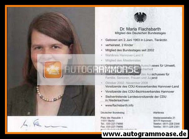 Autogramm Politik | CDU | Maria FLACHSBARTH | 2000er (Portrait Color)