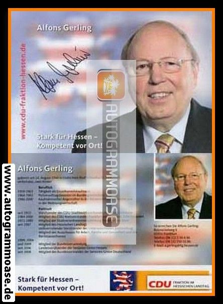 Autogramm Politik | CDU | Alfons GERLING | 2010er (Portrait Color) Lebenslauf