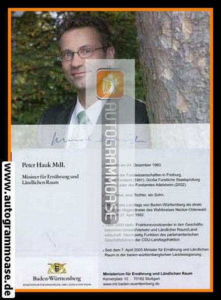 Autogramm Politik | CDU | Peter HAUK | 2000er (Lebenslauf)