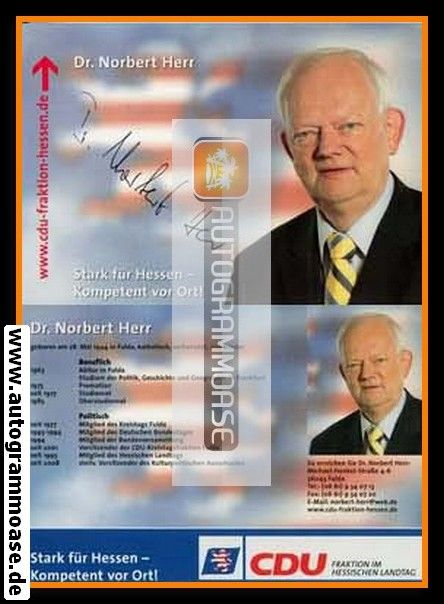 Autogramm Politik | CDU | Norbert HERR | 2000er ("Stark Für Hessen")