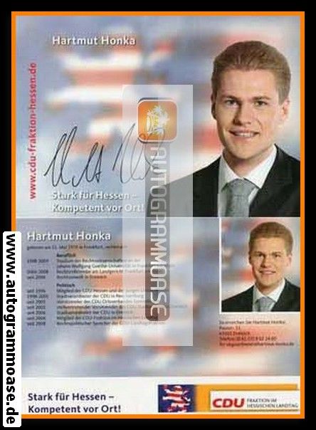 Autogramm Politik | CDU | Hartmut HONKA | 2000er (Lebenslauf)