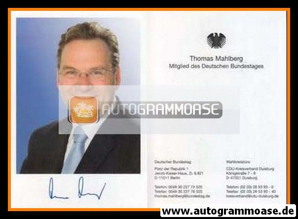Autogramm Politik | CDU | Thomas MAHLBERG | 2000er (Portrait Color)