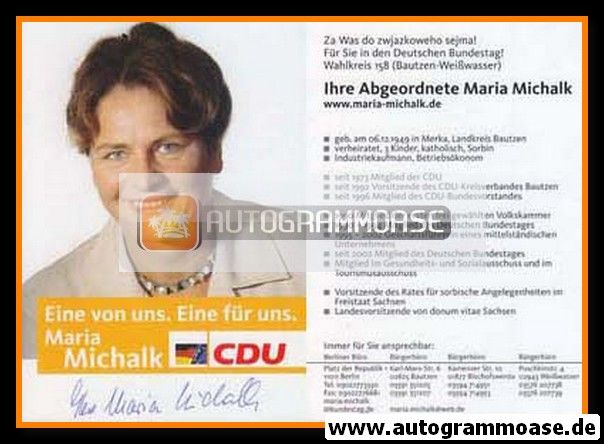 Autogramm Politik | CDU | Maria MICHALK | 2000er ("Eine Von Uns")