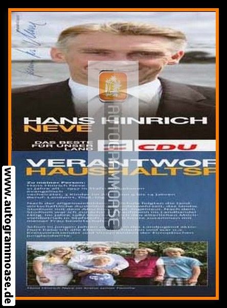 Autogramm Politik | CDU | Hans Hinrich NEVE | 2000er (Portrait Color XL)