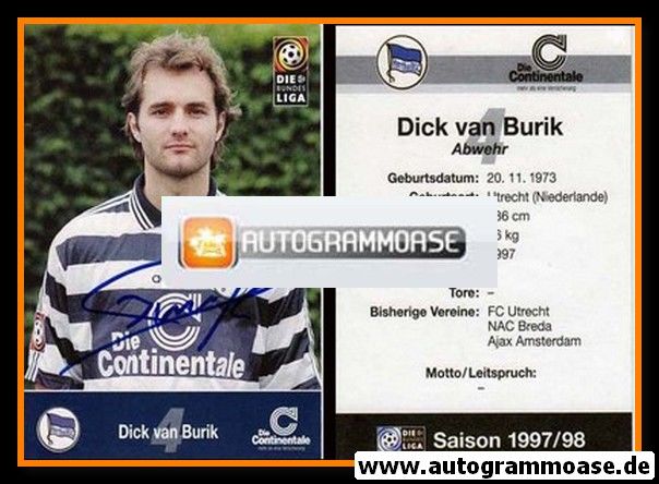 Autogramm Fussball | Hertha BSC Berlin | 1997 | Dick VAN BURIK
