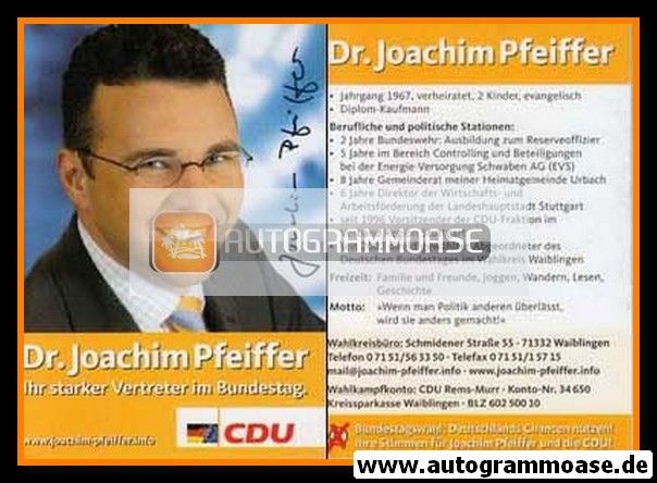 Autogramm Politik | CDU | Joachim PFEIFFER | 2000er ("Ihr Vertreter")