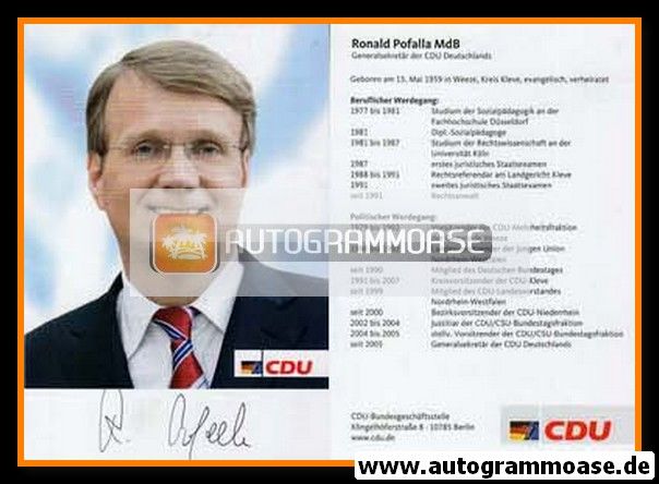 Autogramm Politik | CDU | Ronald POFALLA | 2000er (Lebenslauf) 2