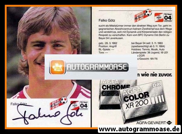 Autogramm Fussball | Bayer Leverkusen | 1984 | Falko G&Ouml;TZ (Portrait)