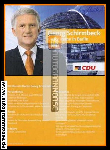 Autogramm Politik | CDU | Georg SCHIRMBECK | 2000er ("Unser Mann In Berlin")