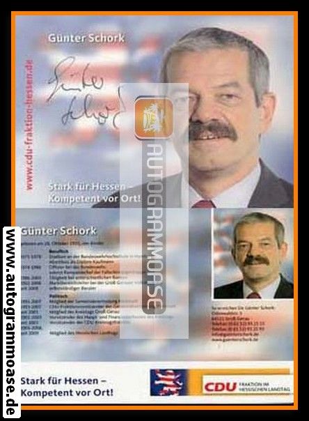 Autogramm Politik | CDU | Günter SCHORK | 2000er (Lebenslauf)