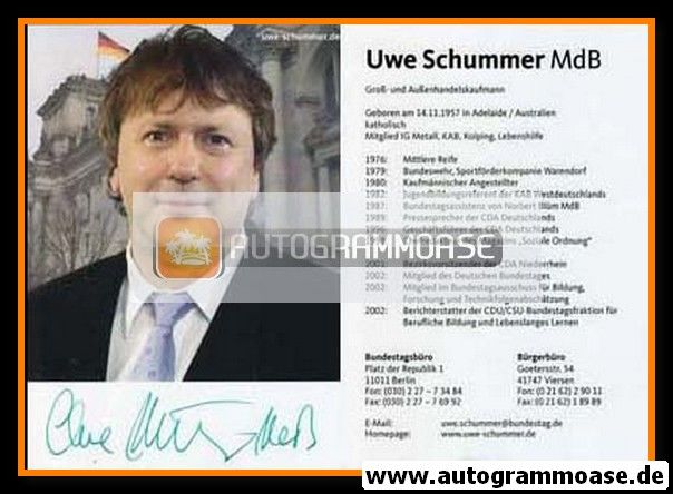Autogramm Politik | CDU | Uwe SCHUMMER | 2000er (Lebenslauf)