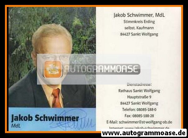 Autogramm Politik | CSU | Jakob SCHWIMMER | 2000er (Portrait Color)