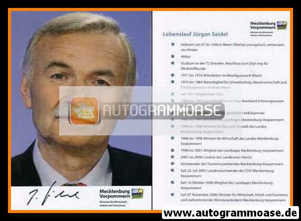 Autogramm Politik | CDU | Jürgen SEIDEL | 2000er (Lebenslauf)