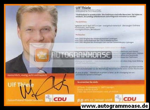 Autogramm Politik | CDU | Ulf THIELE | 2008 (Landtagswahl)