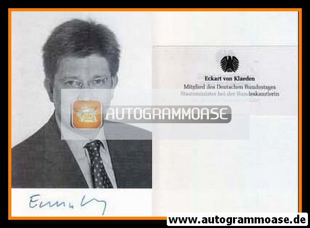 Autogramm Politik | CDU | Eckart VON KLAEDEN | 1990er (Portrait SW)