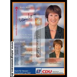 Autogramm Politik | CDU | Karin WOLFF | 2000er (Lebenslauf)