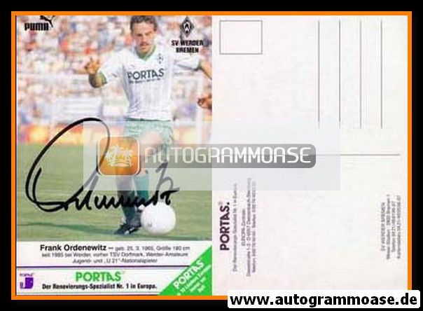 Autogramm Fussball | SV Werder Bremen | 1987 | Frank ORDENEWITZ