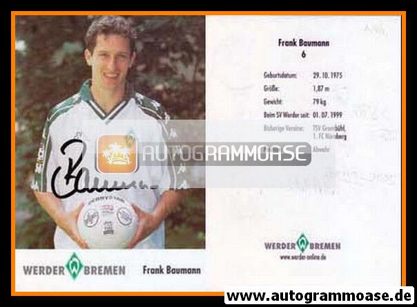 Autogramm Fussball | SV Werder Bremen | 2001 | Frank BAUMANN
