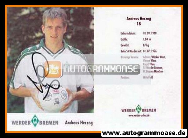 Autogramm Fussball | SV Werder Bremen | 2001 | Andreas HERZOG
