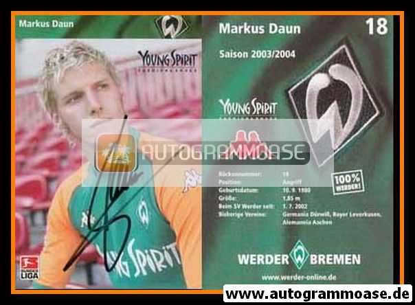 Autogramm Fussball | SV Werder Bremen | 2003 | Markus DAUN