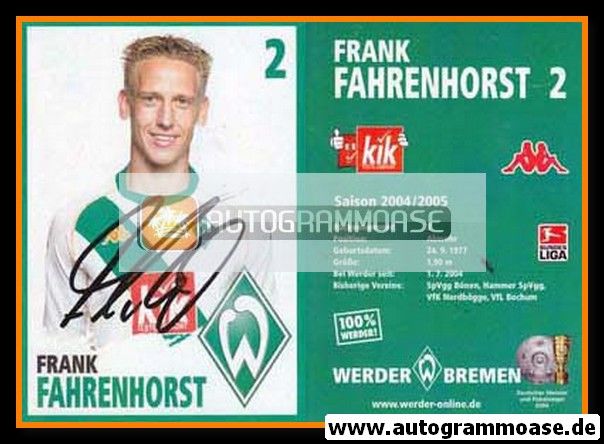 Autogramm Fussball | SV Werder Bremen | 2004 | Frank FAHRENHORST
