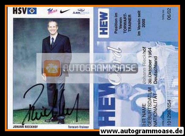 Autogramm Fussball | Hamburger SV | 2001 | Johann RIECKHOF