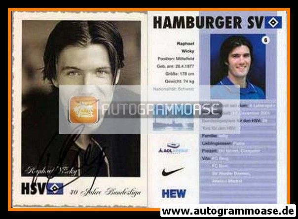 Autogramm Fussball | Hamburger SV | 2003 Retro | Raphael WICKY