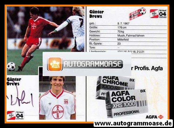 Autogramm Fussball | Bayer Leverkusen | 1986 | Günter DREWS