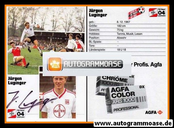 Autogramm Fussball | Bayer Leverkusen | 1986 | Jürgen LUGINGER (1)