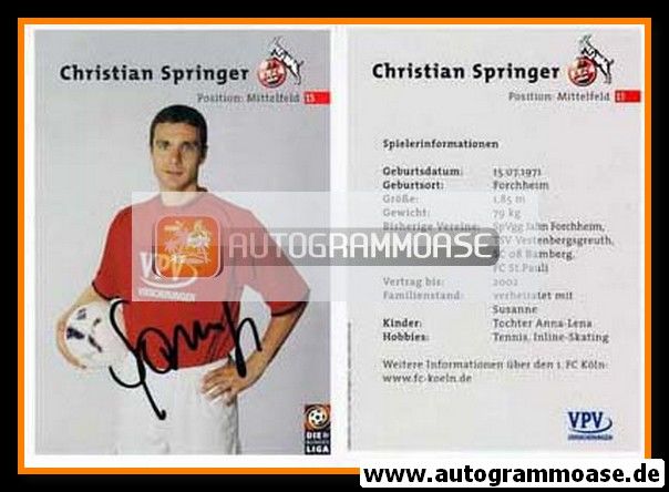 Autogramm Fussball | 1. FC Köln | 2001 | Christian SPRINGER
