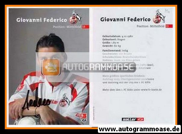 Autogramm Fussball | 1. FC Köln | 2003 | Giovanni FEDERICO