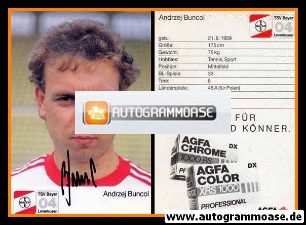 Autogramm Fussball | Bayer Leverkusen | 1987 | Andrzej BUNCOL