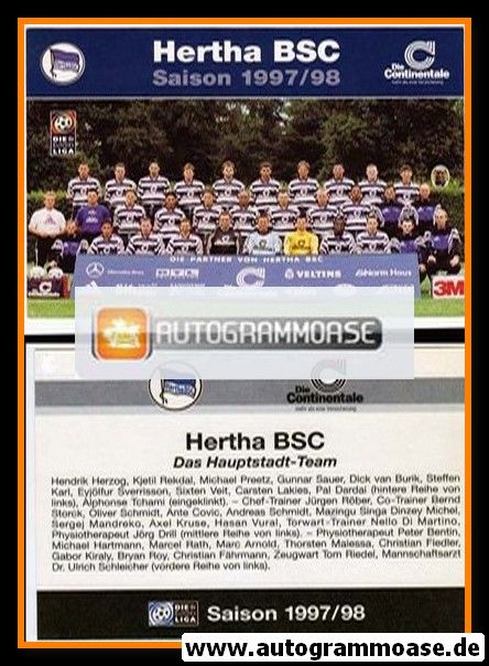 Mannschaftskarte Fussball | Hertha BSC Berlin | 1997