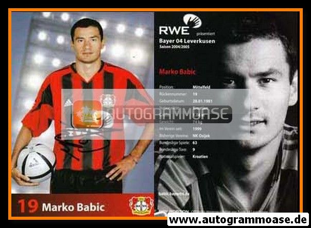 Autogramm Fussball | Bayer Leverkusen | 2004 | Marko BABIC