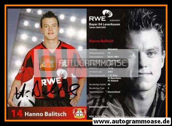 Autogramm Fussball | Bayer Leverkusen | 2004 | Hanno BALITSCH