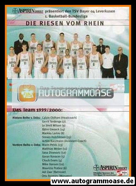 Mannschaftskarte Basketball | Bayer Giants Leverkusen | 1999