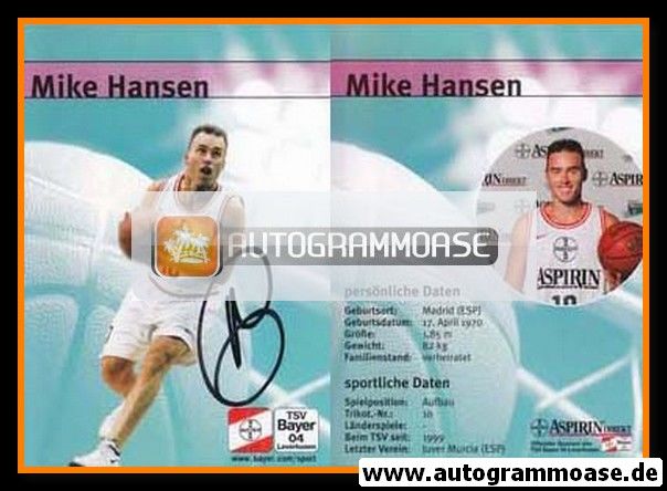 Autogramm Basketball | Bayer Giants Leverkusen | 1999 | Mike HANSEN