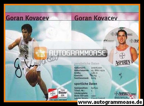 Autogramm Basketball | Bayer Giants Leverkusen | 1999 | Goran KOVACEV