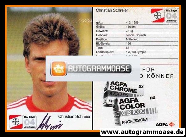 Autogramm Fussball | Bayer Leverkusen | 1987 | Christian SCHREIER