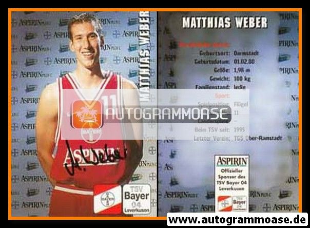 Autogramm Basketball | Bayer Giants Leverkusen | 1997 | Matthias WEBER