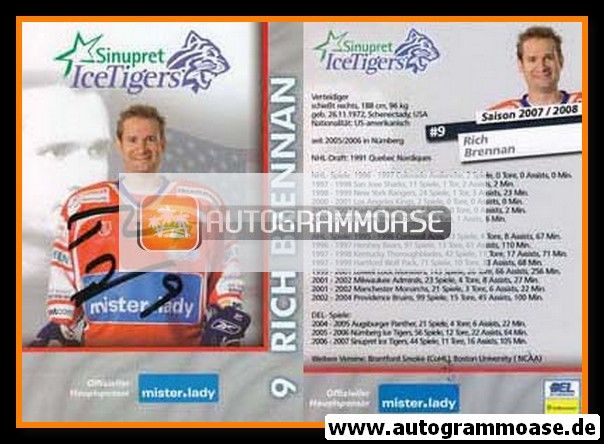 Autogramm Eishockey | Nürnberg Ice Tigers | 2007 | Rich BRENNAN