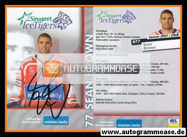 Autogramm Eishockey | Nürnberg Ice Tigers | 2007 | Sean BROWN