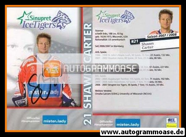 Autogramm Eishockey | Nürnberg Ice Tigers | 2007 | Shawn CARTER