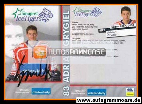 Autogramm Eishockey | Nürnberg Ice Tigers | 2007 | Adrian GRYGIEL