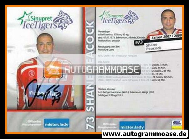 Autogramm Eishockey | Nürnberg Ice Tigers | 2007 | Shane PEACOCK