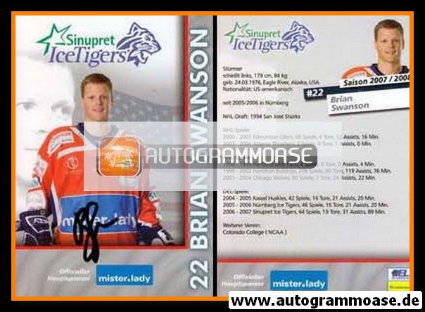 Autogramm Eishockey | Nürnberg Ice Tigers | 2007 | Brian SWANSON
