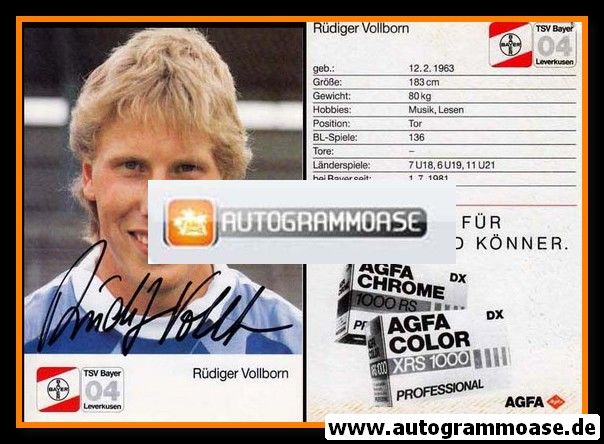 Autogramm Fussball | Bayer Leverkusen | 1987 | Rüdiger VOLLBORN