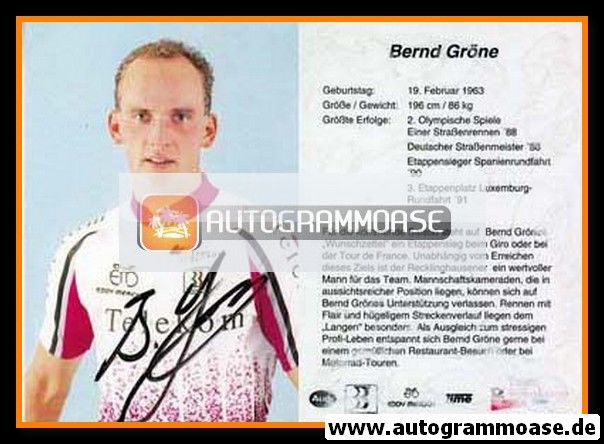 Autogramm Radsport | Bernd GRÖNE | 1992 (Telekom)