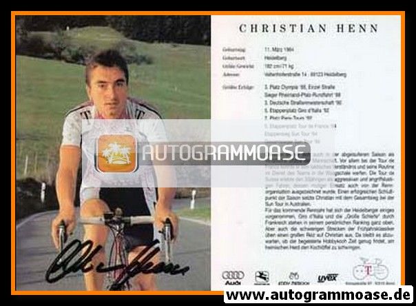 Autogramm Radsport | Christian HENN | 1995 (Telekom)